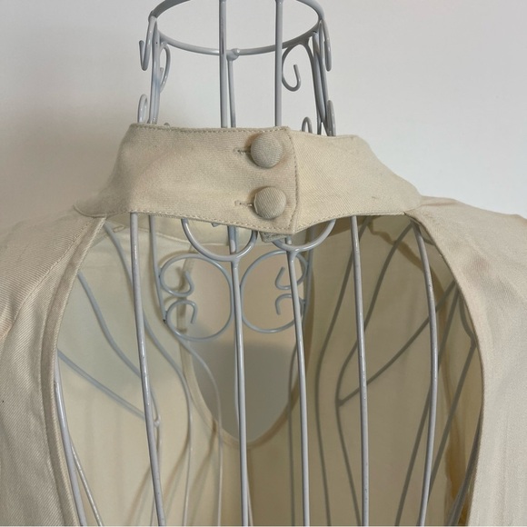FOR LOVE & LEMONS Ivory Mini Dress Keyhole Plunge Open Back XS long sleeve rayon - Picture 3 of 8